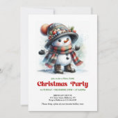 Invitation Traditional cartoon snowman party invite printable (Devant)