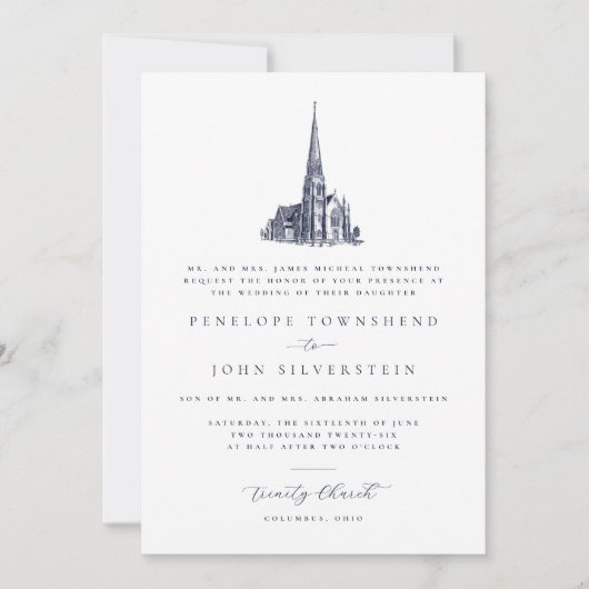 Invitation Traditional Church Illustration Formal Wedding  (Devant)