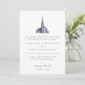 Invitation Traditional Church Illustration Formal Wedding  (Debout devant)