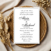 Invitation Traditional elegant classic black white wedding