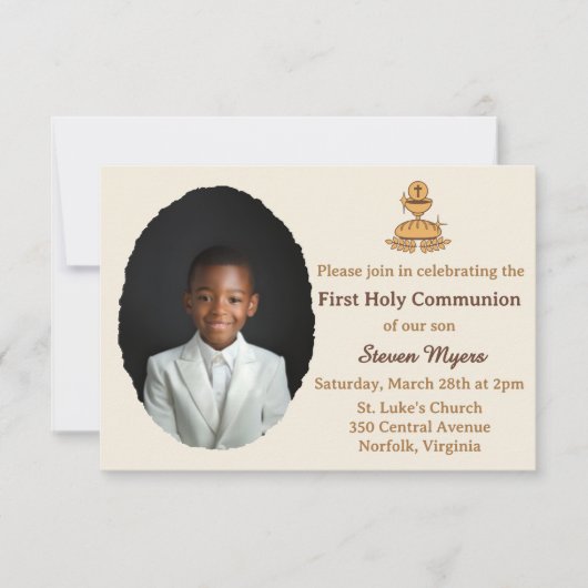 Invitation Traditional First Holy Communion Photo (Devant)