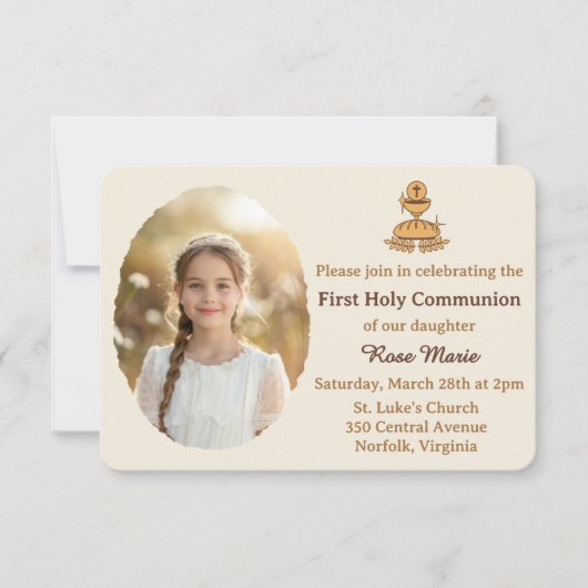 Invitation Traditional First Holy Communion Photo (Devant)