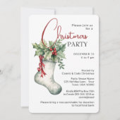 Invitation Traditional Holiday Stocking CHRISTMAS PARTY (Devant)