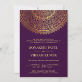 Invitation Traditional Purple Gold Mandala Indian Wedding (Devant)