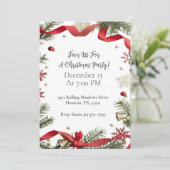 Invitation Traditional Red Ribbon Christmas Party (Debout devant)