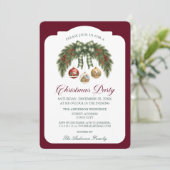 Invitation Traditional Rustic Burgundy Christmas Party   (Debout devant)