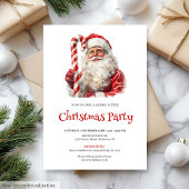 Invitation Traditional Santa Watercolor Christmas Dinner
