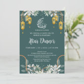 Invitation Traditional Teal Pattern Ramadan Iftar Dinner (Debout devant)