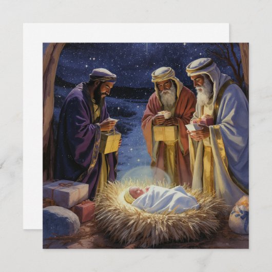 Invitation Traditional Three Wise Men Nativity (Devant / Derrière)