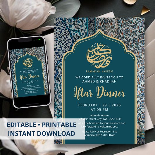 Invitation Traditional Turkish Mosaic Ramadan Iftar Dinner