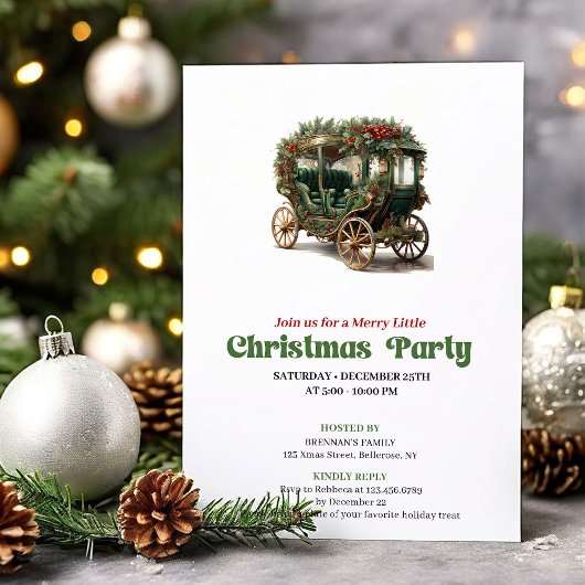 Invitation Traditional Victorian Christmas car party invite