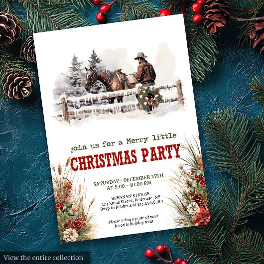 Invitation Traditional Western Christmas party invite digital