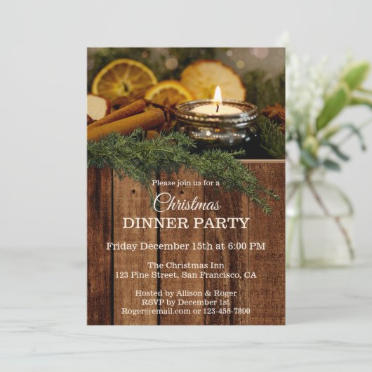 Invitation traditionnel rustique du dîner de Noël (Debout devant)