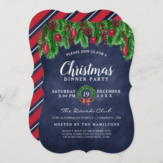 Invitation traditionnelle à la fête de Noël (Devant / Derrière)