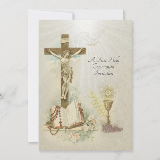 Invitation traditionnelle catholique vintage pour (Devant)