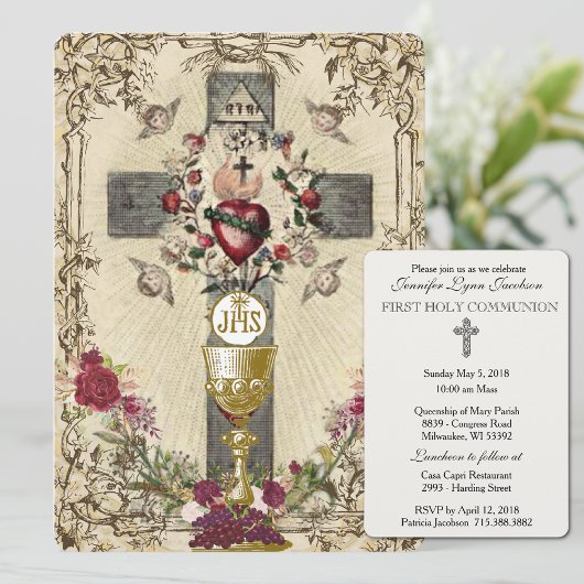 Invitation traditionnelle catholique vintage pour 