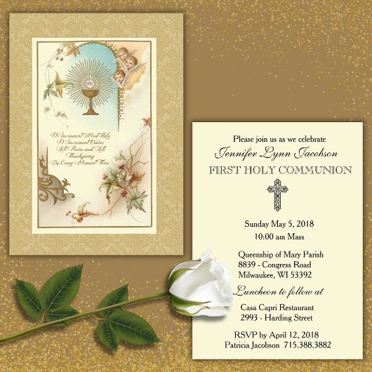 Invitation traditionnelle catholique vintage pour
