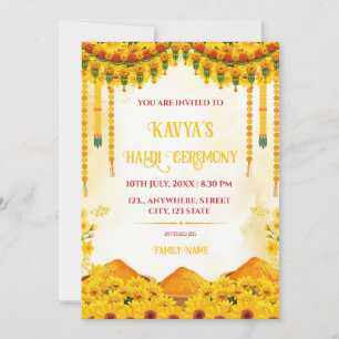 Invitation Traditionnelle de Cérémonie Haldi Flora