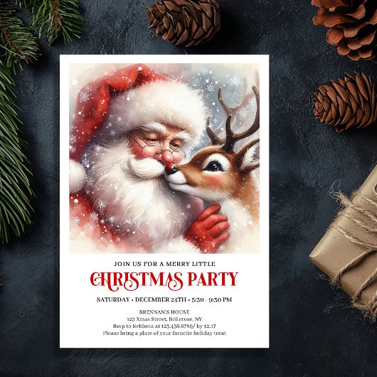 Invitation traditionnelle de fête de Noël de Santa