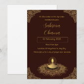 Invitation traditionnelle de Saraswathi Puja à bor (Devant / Derrière)