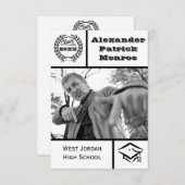 Invitation traditionnelle noire et blanche-3x5Grad (Devant / Derrière)