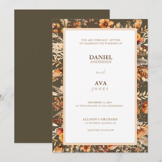 Invitation traditionnelle Terre Élégance Brown (Devant / Derrière)