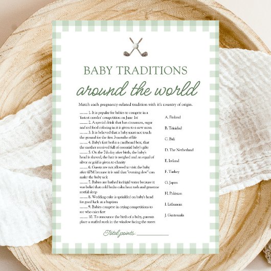 Invitation Traditions de golf écologiques pour bébé à travers