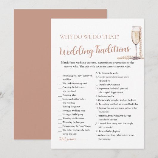 Invitation Traditions de mariage au Perles & Prosecco Jeu de (Devant / Derrière)