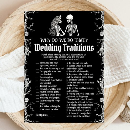 Invitation Traditions Mariages de squelette d'Halloween Jeu n