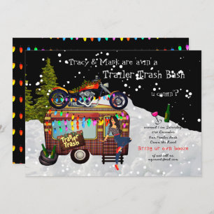Invitation TRAILER DE Noël TRASH BLANC BASH Funny Party
