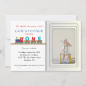 Invitation Train 1er anniversaire Modèle photo de réception (Devant)