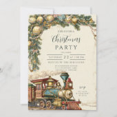 Invitation Train à vapeur de Noël vintage (Devant)