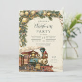 Invitation Train à vapeur de Noël vintage (Debout devant)
