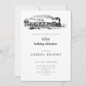 Invitation Train à vapeur vintage 60ème anniversaire (Devant)