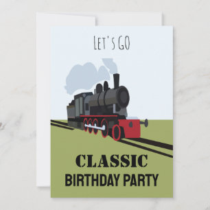 Invitation Train à vapeur vintage sur une voie ferrée Art Ann
