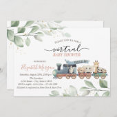 Invitation Train Animaux Virtual Drive Par Baby shower (Devant / Derrière)