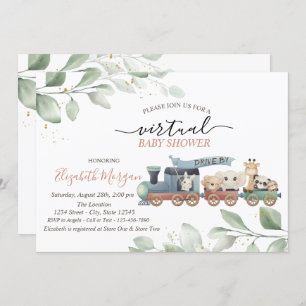 Invitation Train Animaux Virtual Drive Par Baby shower