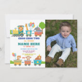 Invitation Train Anniversaire Soirée Choo Deux photos d'anima (Devant)