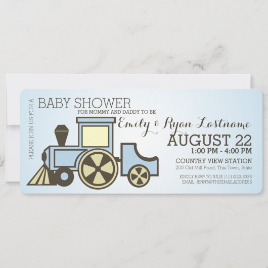 Invitation Train baby shower Choo Choo (Devant)