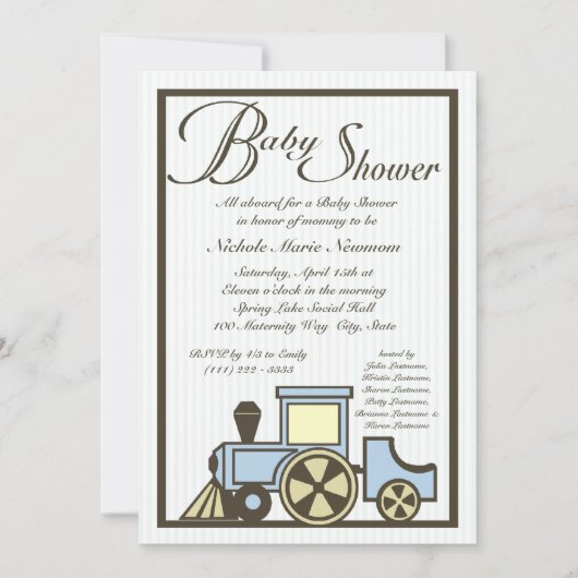 Invitation Train baby shower Choo Choo (Devant)