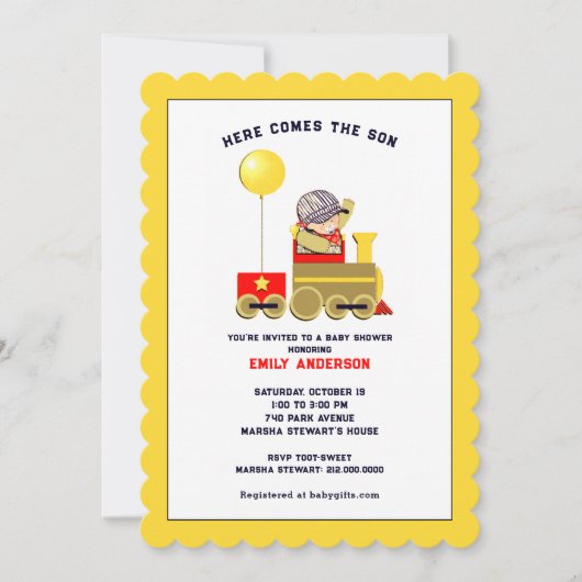 Invitation Train baby shower Toy (Devant)