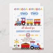 Invitation Train Birthday Invite Chugga Chugga Two Two Train (Devant / Derrière)
