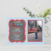 Invitation Train Birthday Party Gare Trains Photo (Debout devant)