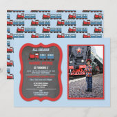 Invitation Train Birthday Party Gare Trains Photo (Devant / Derrière)