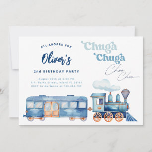 Invitation Train Bleu Chuga Chuga Choo Choo Anniversaire Mode