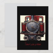 Invitation Train Bleu Et Rouge  (Devant / Derrière)