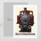 Invitation Train Bleu Et Rouge (Devant / Derrière)