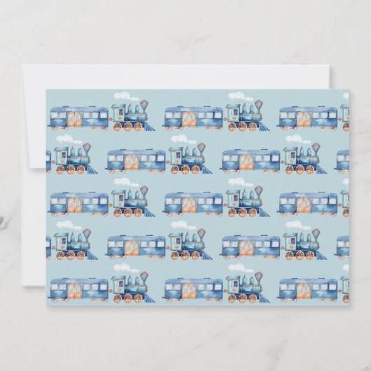 Invitation Train Blue Chuga Chuga Choo Choo Anniversaire mode (Dos)