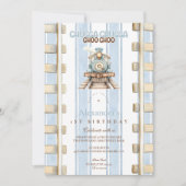 Invitation Train Blue Watercolor 1er anniversaire (Devant)