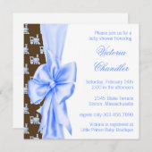 Invitation Train Brown et bleu Baby Boy Douche (Devant / Derrière)